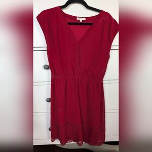 Red Skygaze Eyelet Madewell Dress in Garnet